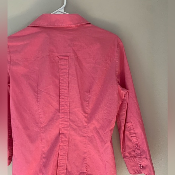 New York & Company  Pink  Button Down Shirt  Medium Spandex - Picture 4 of 4